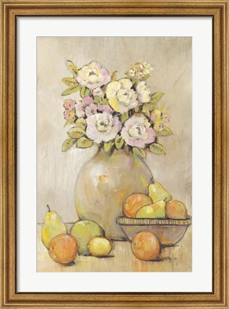 Framed Still Life Study Flowers &amp; Fruit II Print