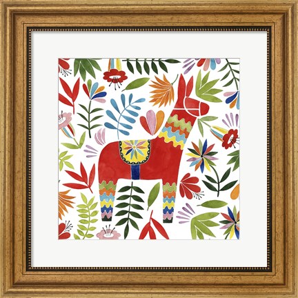 Framed Festive Otomi II Print