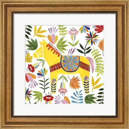 Framed Festive Otomi III Print