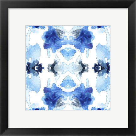 Framed Blue Kaleidoscope I Print