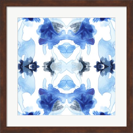 Framed Blue Kaleidoscope I Print