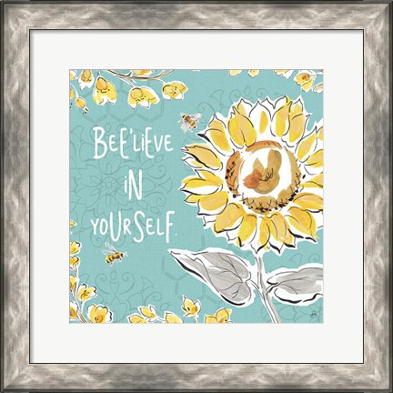 Framed Bee Happy V Print