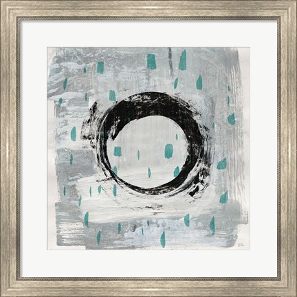 Framed Zen Circle I Crop with Teal Print