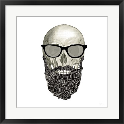 Framed Hipster Skull I Print