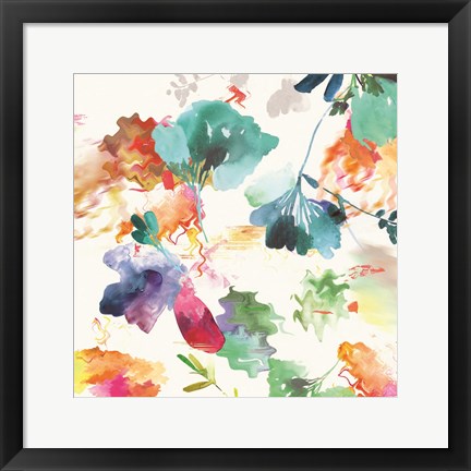 Framed Glitchy Floral I Print