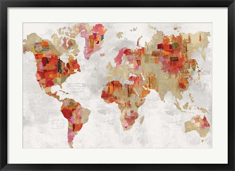 Framed Red Map Print