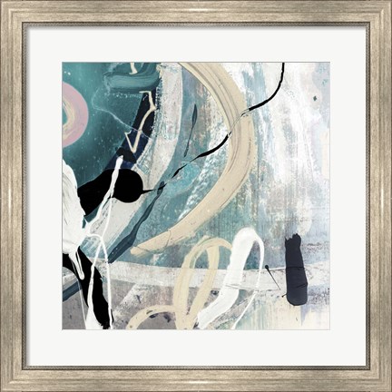 Framed Tangled III Teal Print