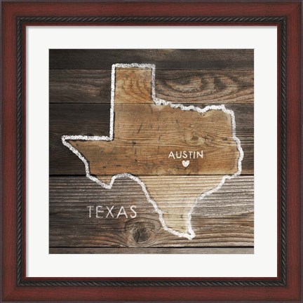 Framed Texas Rustic Map Print