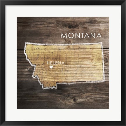 Framed Montana Rustic Map Print