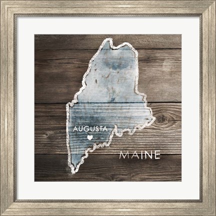 Framed Maine Rustic Map Print