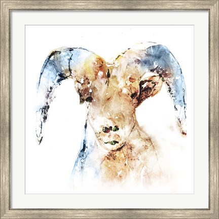 Framed Watercolour Ram Print