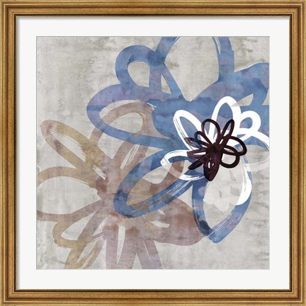 Framed Scribbled Floral II Print