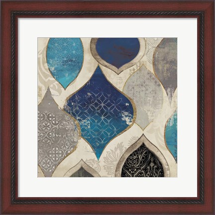 Framed Blue Motif II Print