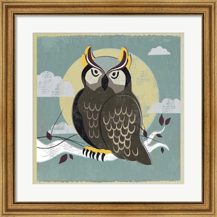 Framed Perched Owl Print