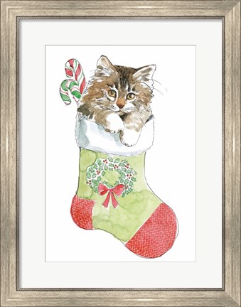 Framed Christmas Kitties IV Print