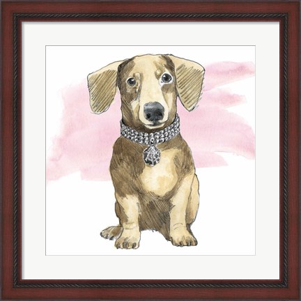 Framed Glamour Pups IX on Pink Print