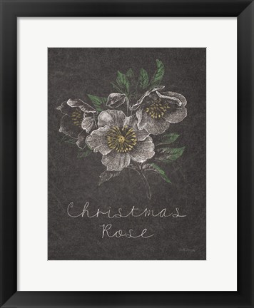 Framed Chalkboard Christmas Greenery III Print