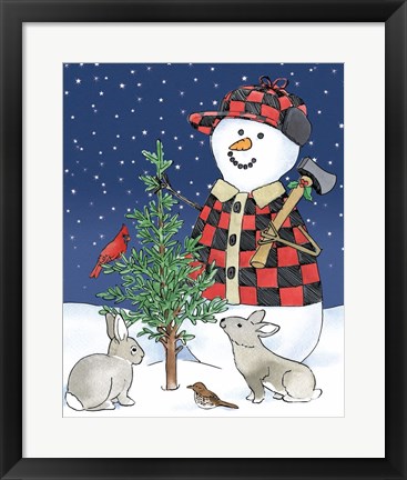 Framed Lodge Snowmen IV Print