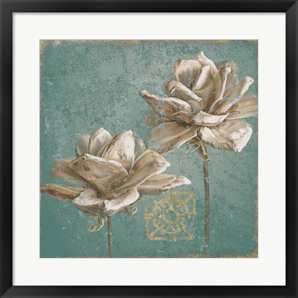 Framed Seed Pod II no Words Turquoise Print