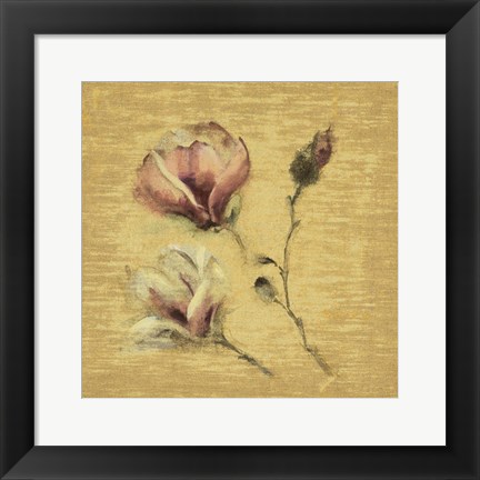 Framed Magnolia Blossom on Gold Print