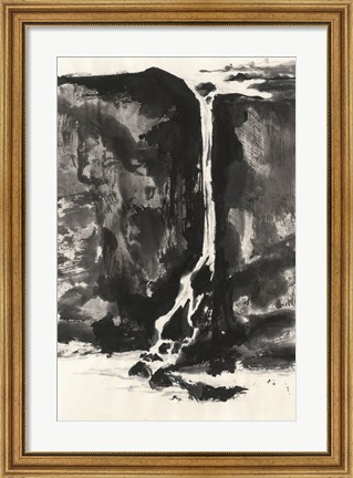 Framed Sumi Waterfall View II Print