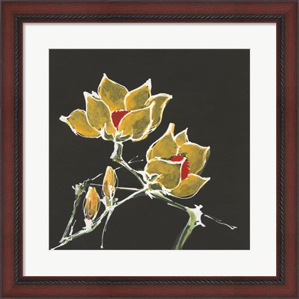 Framed Magnolia on Black II Print