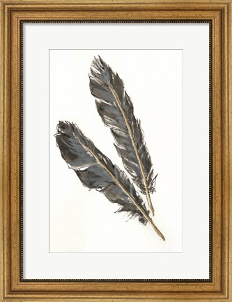 Framed Gold Feathers III Print
