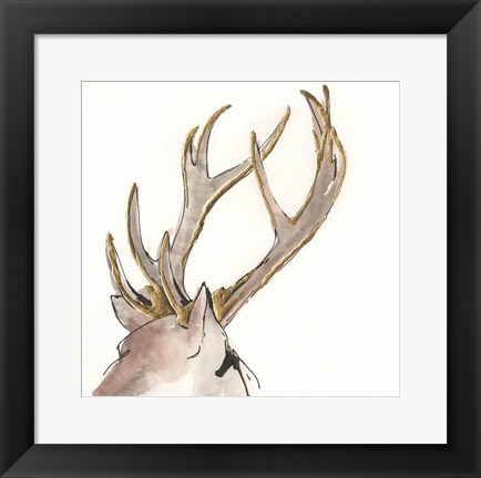 Framed Gilded Deer Print