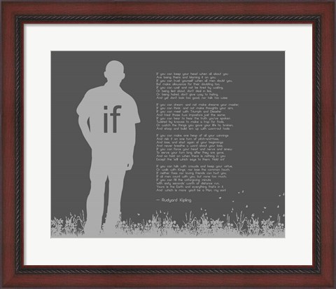 Framed If by Rudyard Kipling - Man Silhouette Gray Print