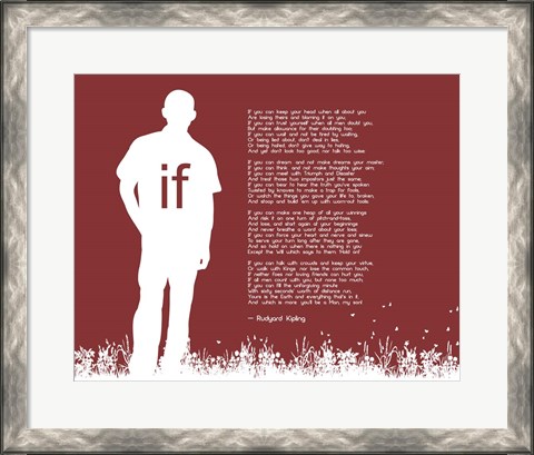 Framed If by Rudyard Kipling - Man Silhouette Red Print