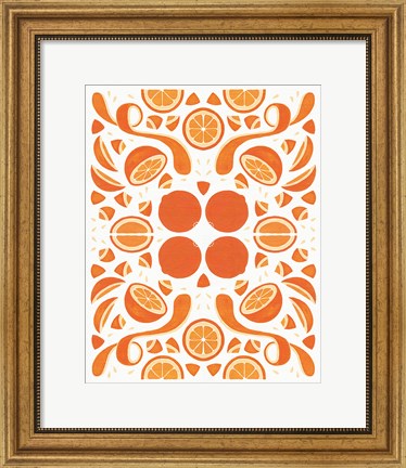 Framed Retro Orange Otomi Print