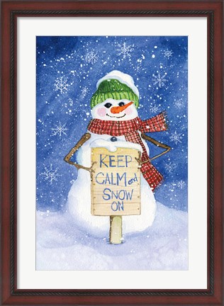 Framed Snowman Saying I on Blue Print