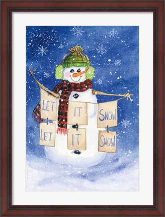 Framed Snowman Saying II on Blue Print