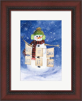 Framed Snowman Saying II on Blue Print