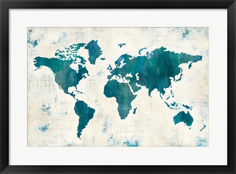 Framed Discover the World Blue Print