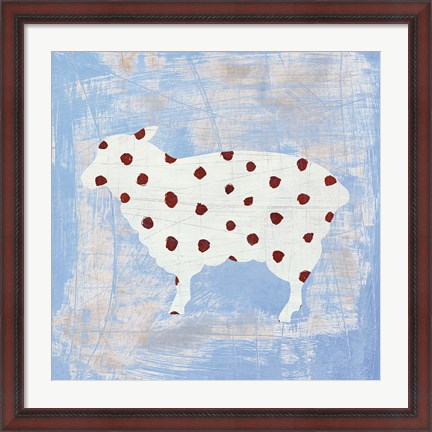 Framed Modern Americana Farm II on Blue Print