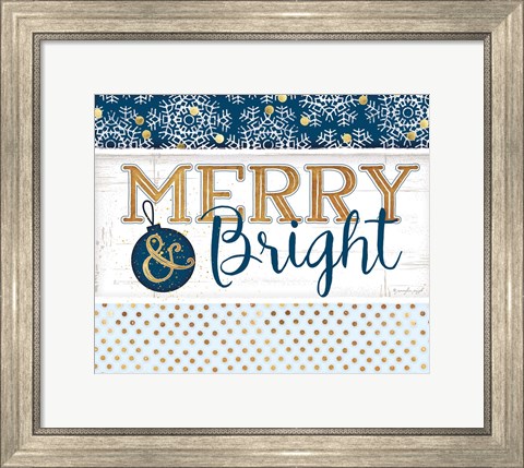 Framed Merry &amp; Bright Blue Print