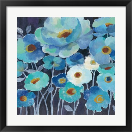 Framed Indigo Flowers II Print