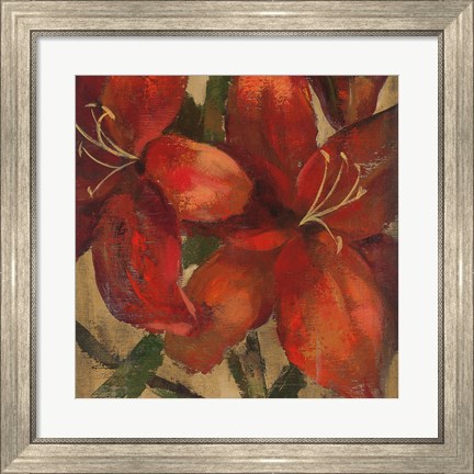 Framed Vivid Red Lily on Gold Crop Print