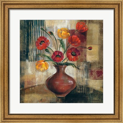 Framed Poppies in a Copper Vase I Print