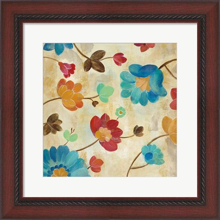 Framed Coral and Teal Garden II Print