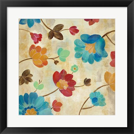 Framed Coral and Teal Garden II Print