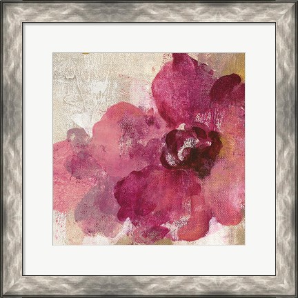 Framed Elegant Fresco Floral Gold Flower I Print