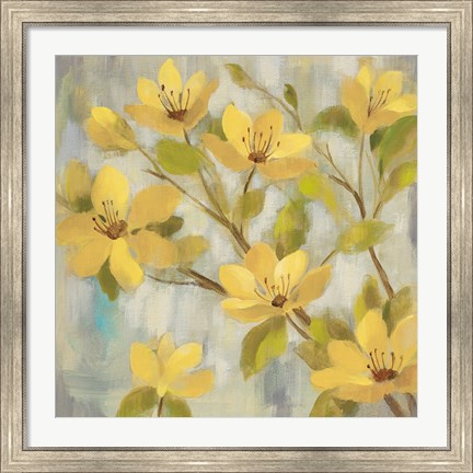 Framed Golden Bloom I Neutral Print