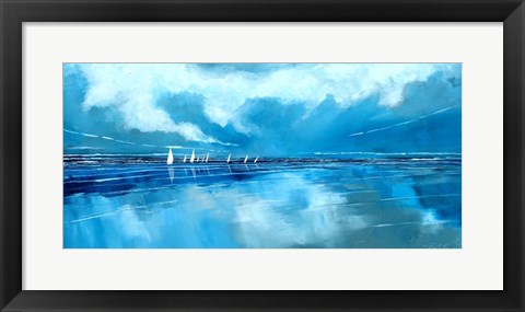 Framed Blue Sky and Boats V Print