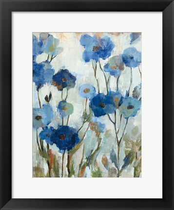 Framed Abstracted Floral in Blue III Print