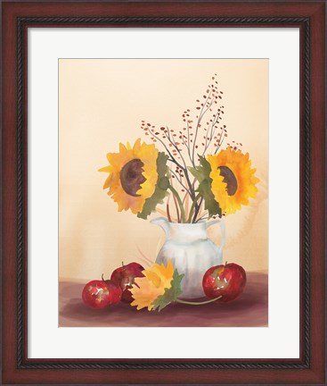 Framed Watercolor Harvest Sunflower II Print