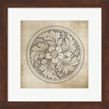 Framed Rosette II Neutral Print