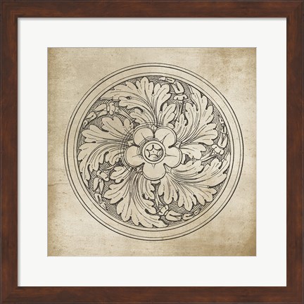 Framed Rosette II Neutral Print