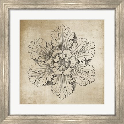 Framed Rosette V Neutral Print